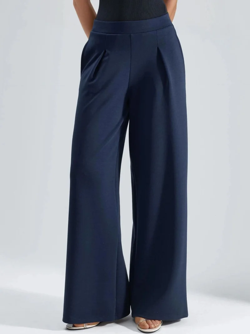 بوسيم BUSEM Elastic Waist Pleated Palazzo Pants